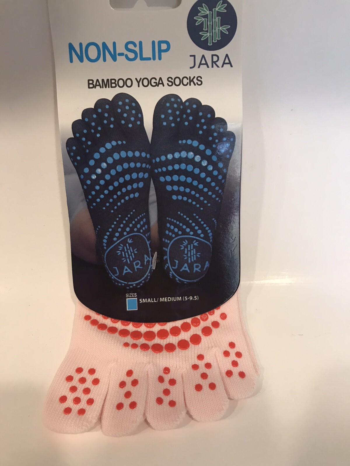 Pink Jara Bamboo Yoga Socks Full Toe Non Slip, No Show, S-M Control/Balance 2-pk