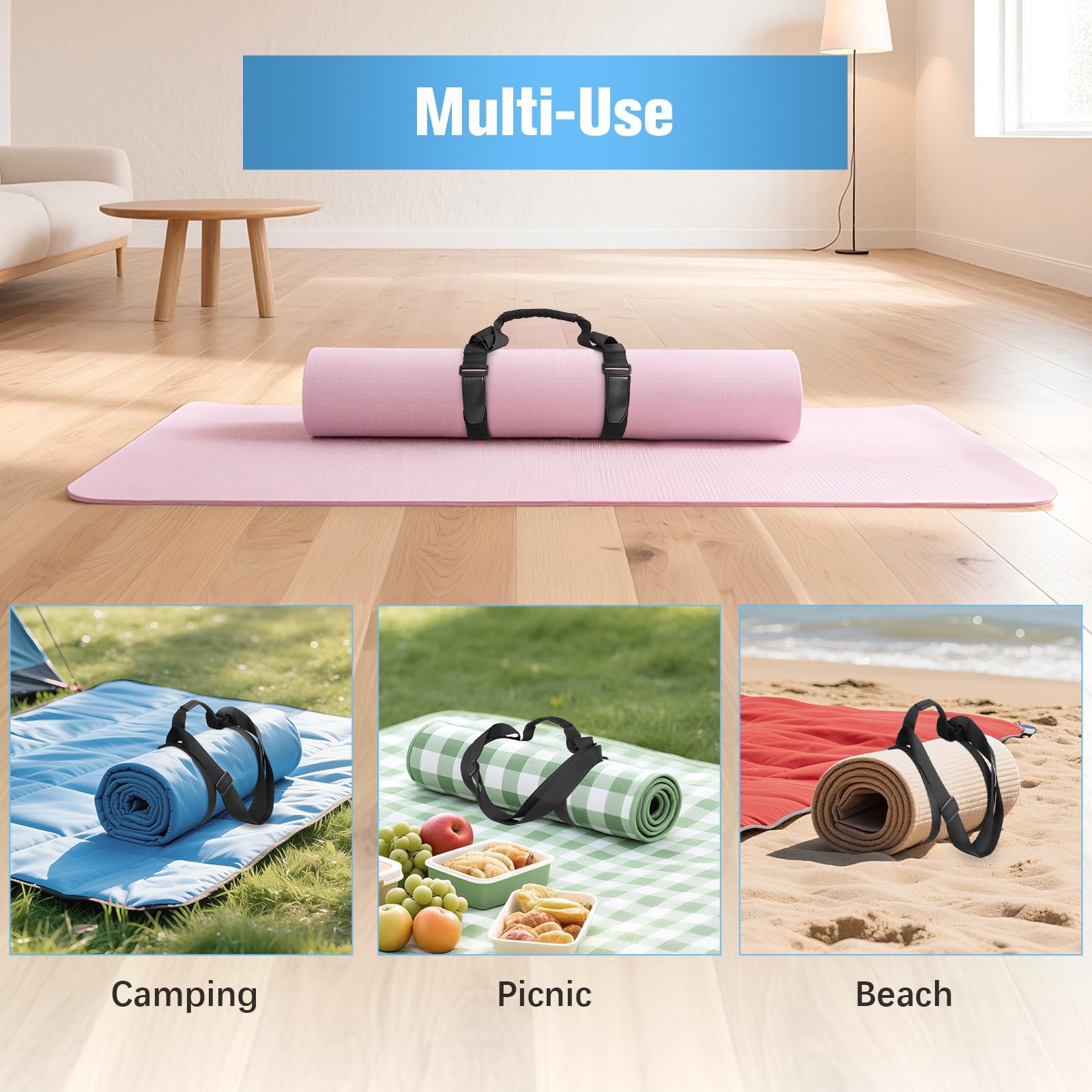 Yoga Mat Strap, Adjustable Yoga Mat Carrier with Shoulder Strap & Handle for …