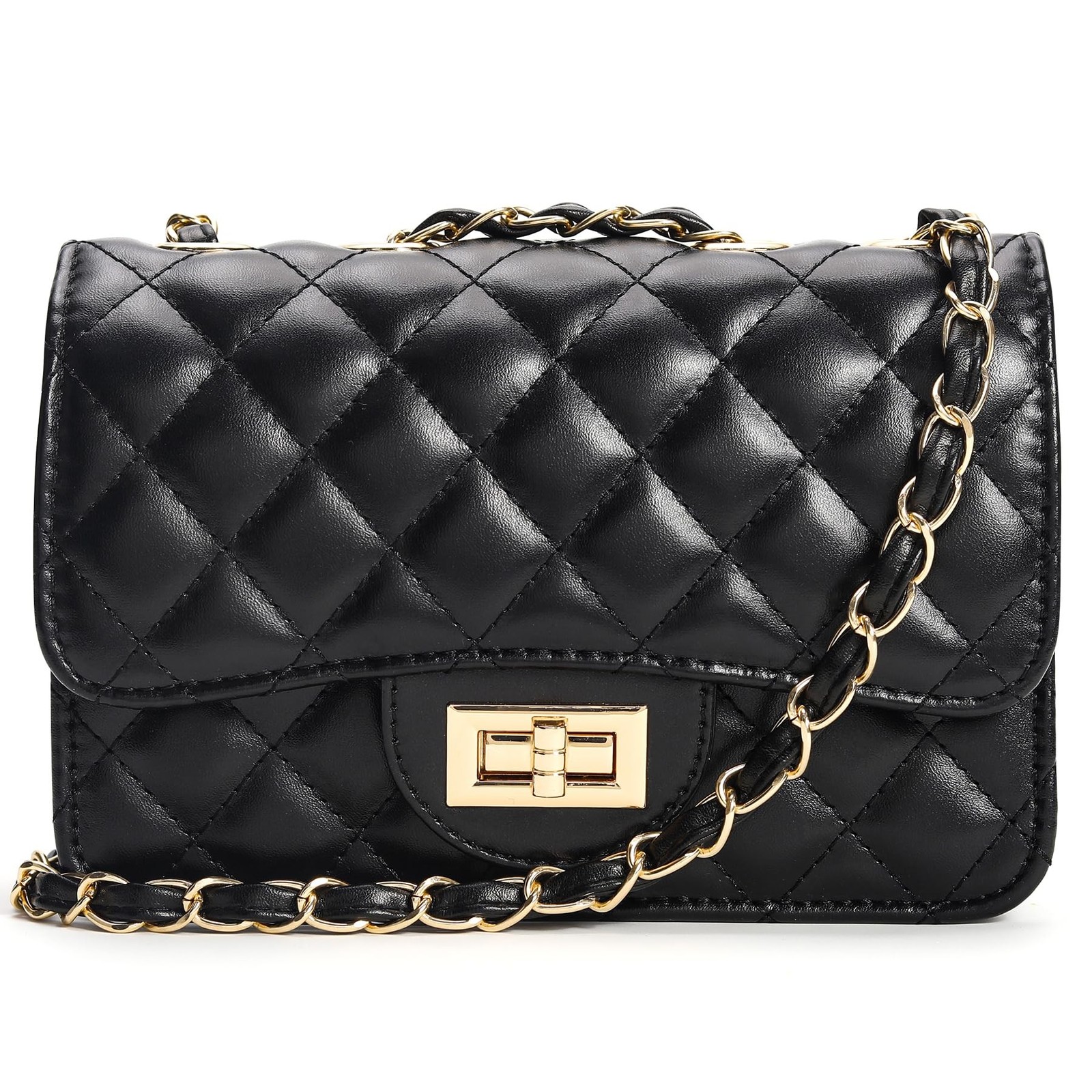 Small Quilted Crossbody Purse for Women Trendy Ladies Shoulder Bag PU Leather…