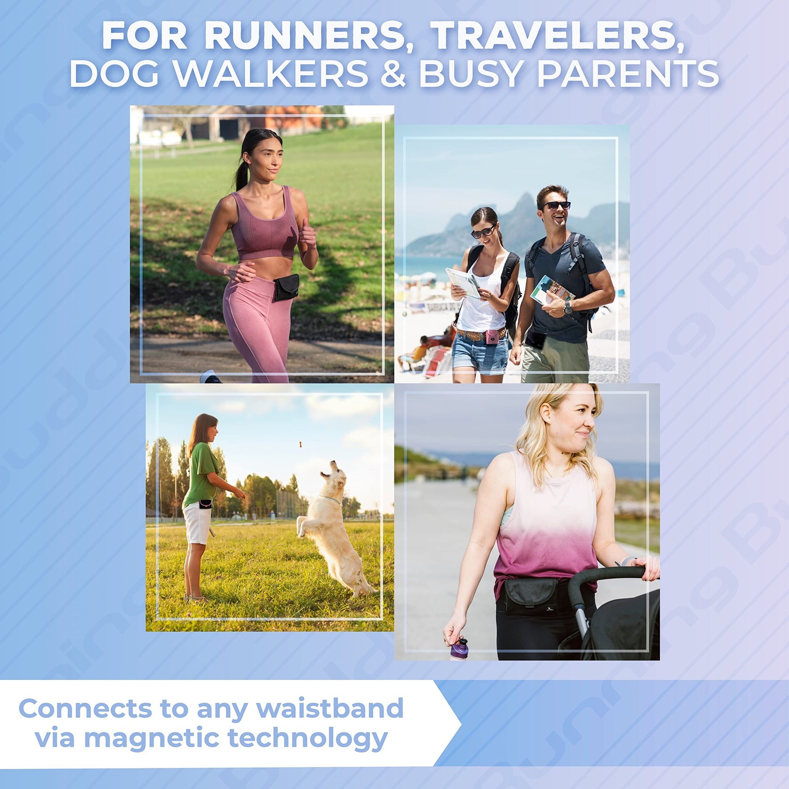 Running Buddy Fanny Pack Waist Bag – Magnetic Closure Workout Belt … Fast Ship