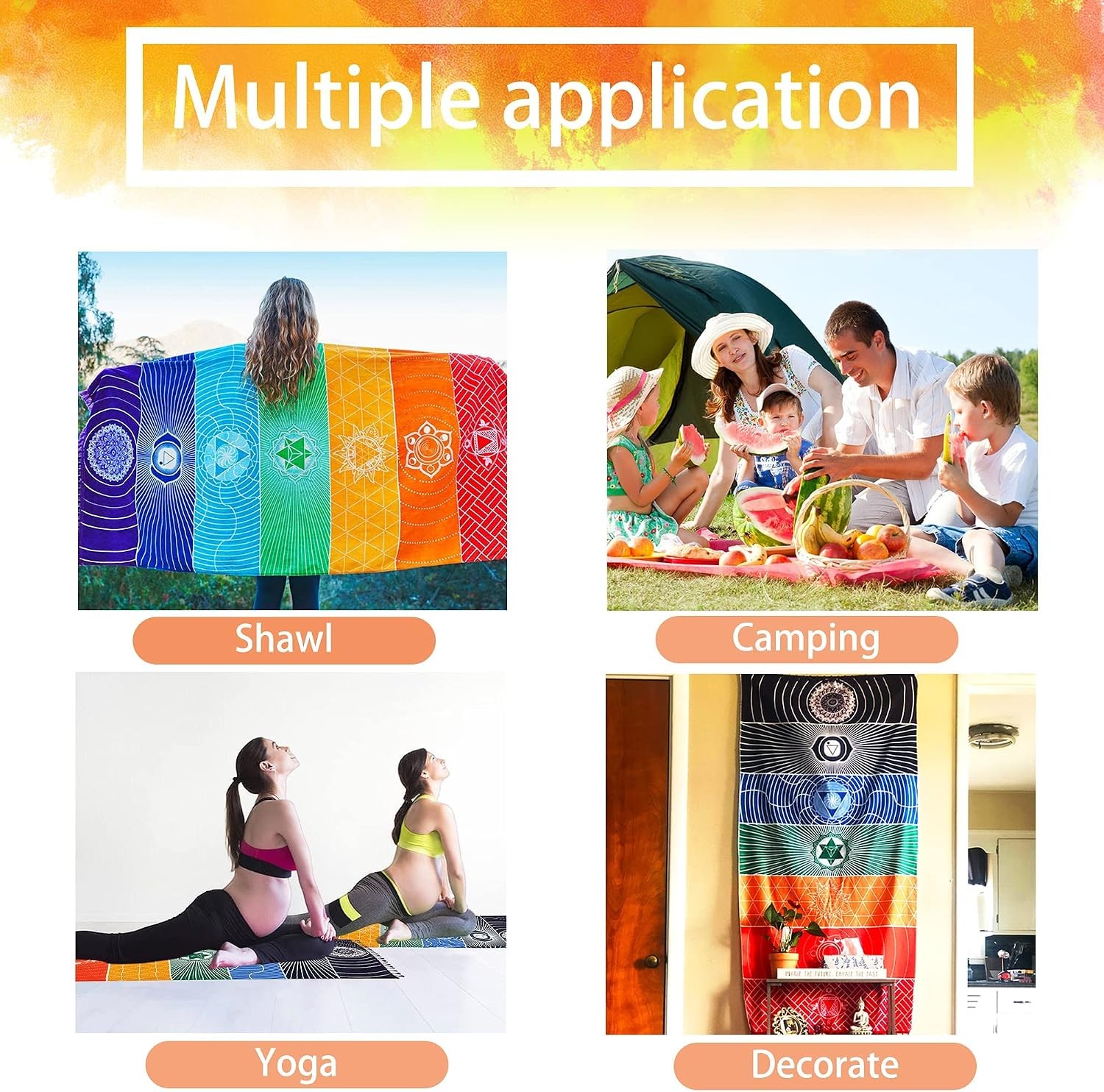 Mexican Yoga Mat Beach Picnic Blanket Chakra Meditation Mat Yoga Rug Sunscreen