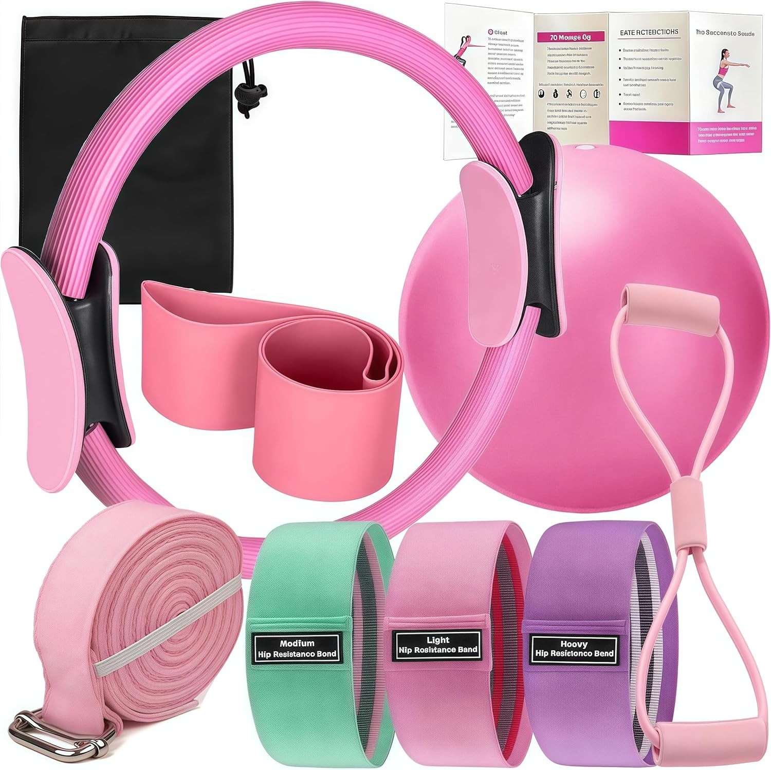 Pilates Set Home Equipment Fitness Kit with Ring Ball Resistance Bands