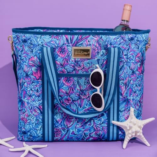 Blue Picnic and Beach Cooler, Insulated Bag with Adjustable Shoulder Strap