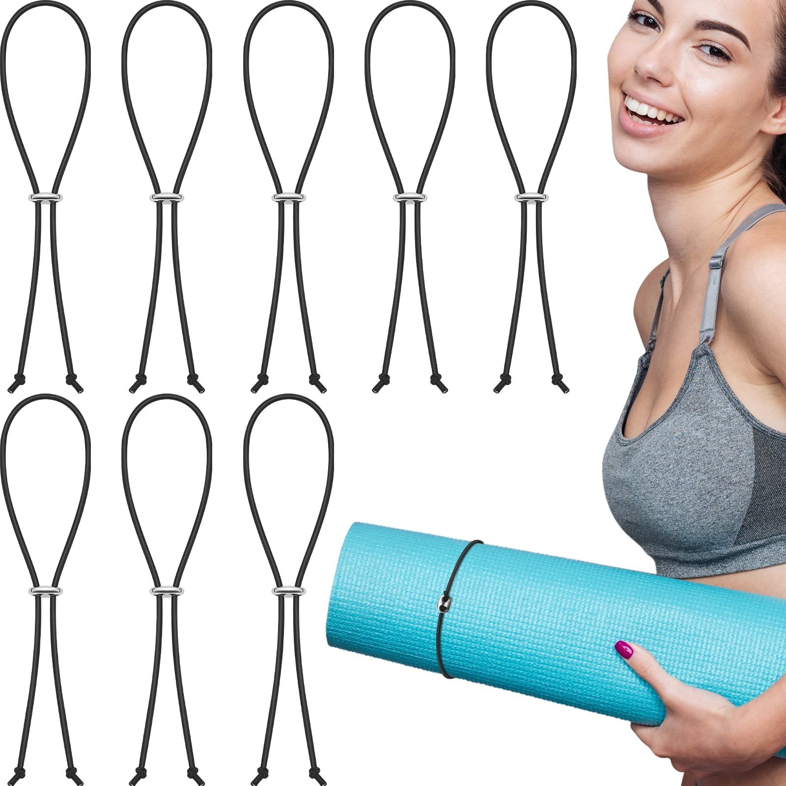 8 Pcs Yoga Mat Straps for Carrying Elastic Yoga Mat Band Storage Yoga Mat Car…