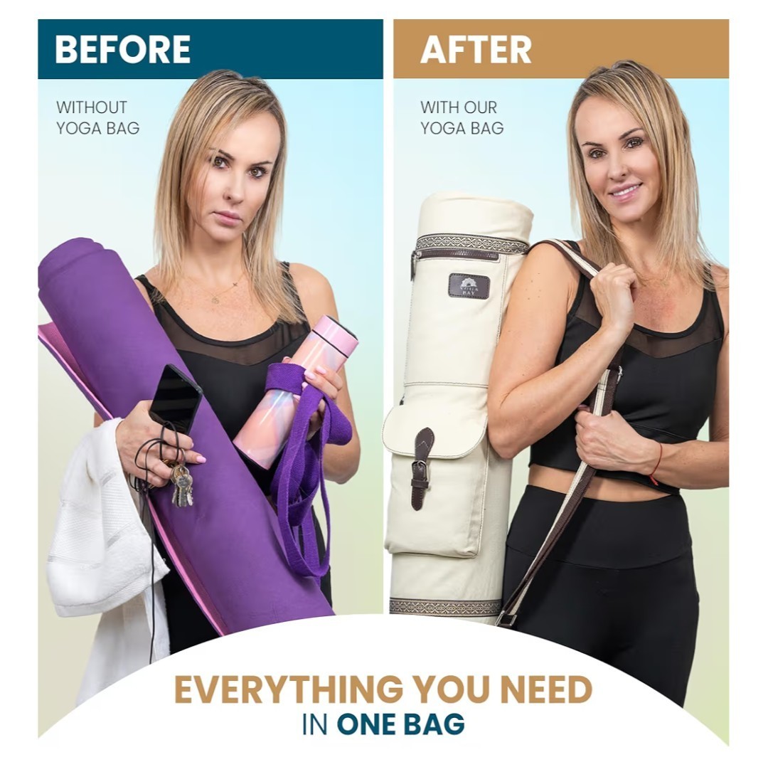 Aqua Blue Yoga Bay Mat Bag Premium Canvas Carrier Shoulder Carry Crossbody