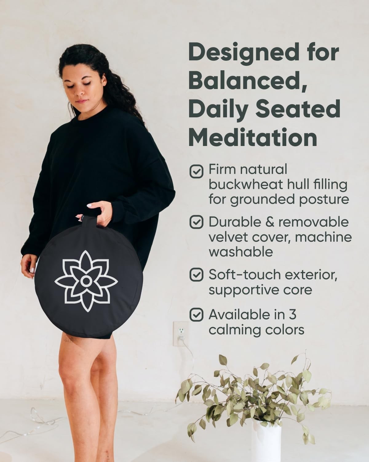 Mindful & Modern Large Meditation Cushion for Zafu Yoga – Meditation Pillow f…