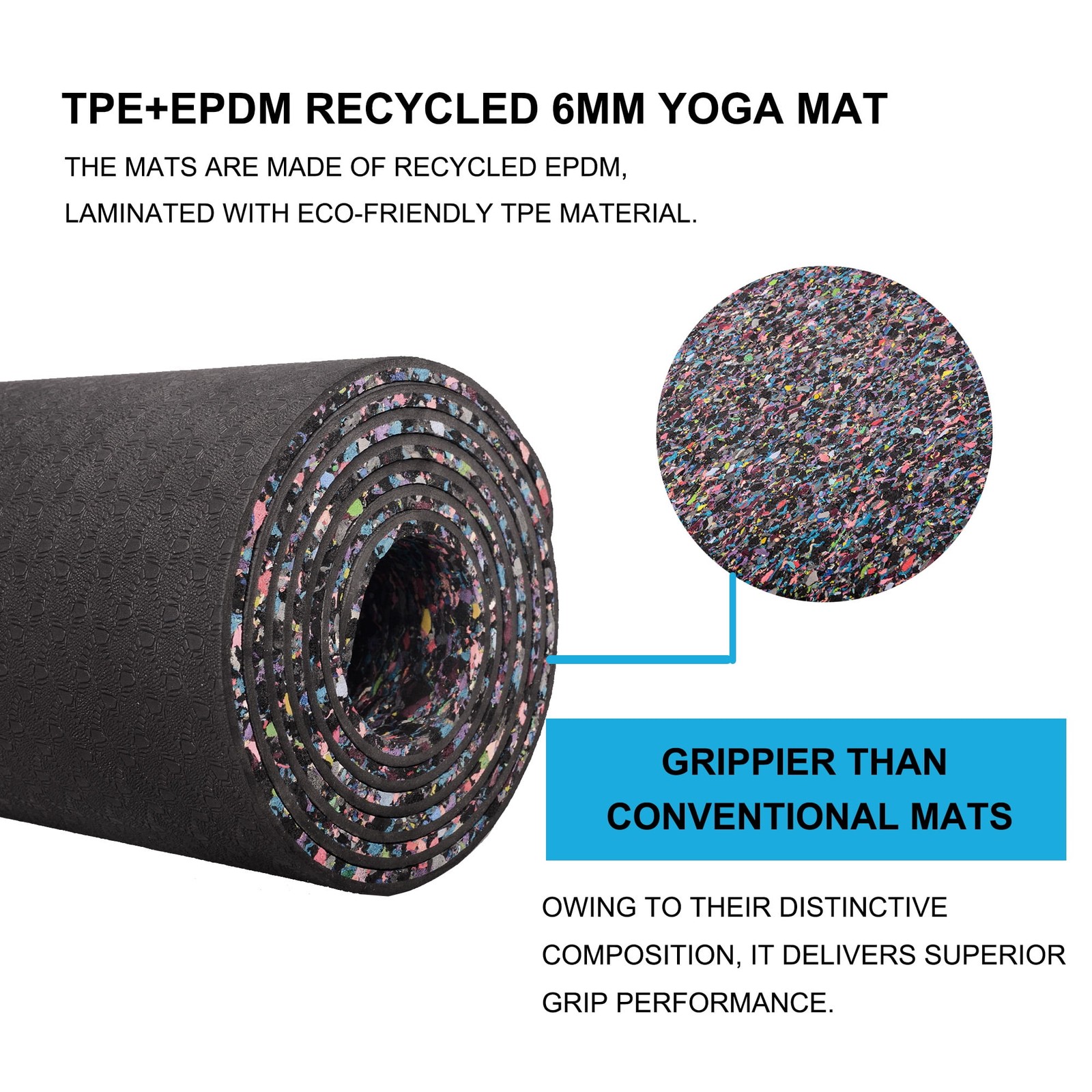 Yoga Mat W/ EPDM 72&Prime;x24&Prime;x6mm Thick Non-Slip Eco Friendly Home Workout