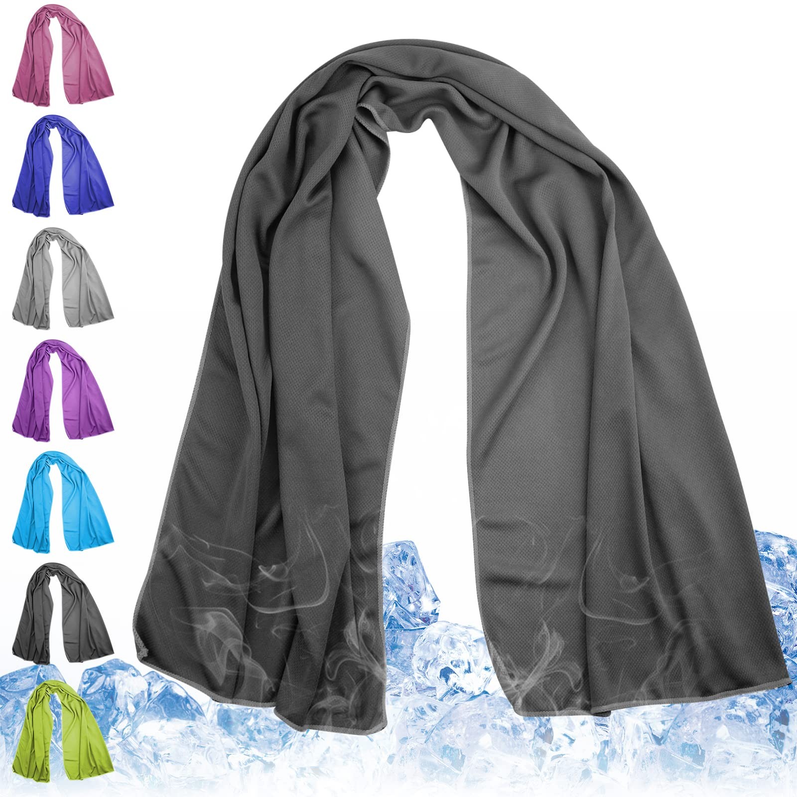 Cooling Towel 43.3&Prime; x 15.7&Prime; – Ice Sweat for Neck 43.3&Prime;X15.7&Prime;, Dark-gray