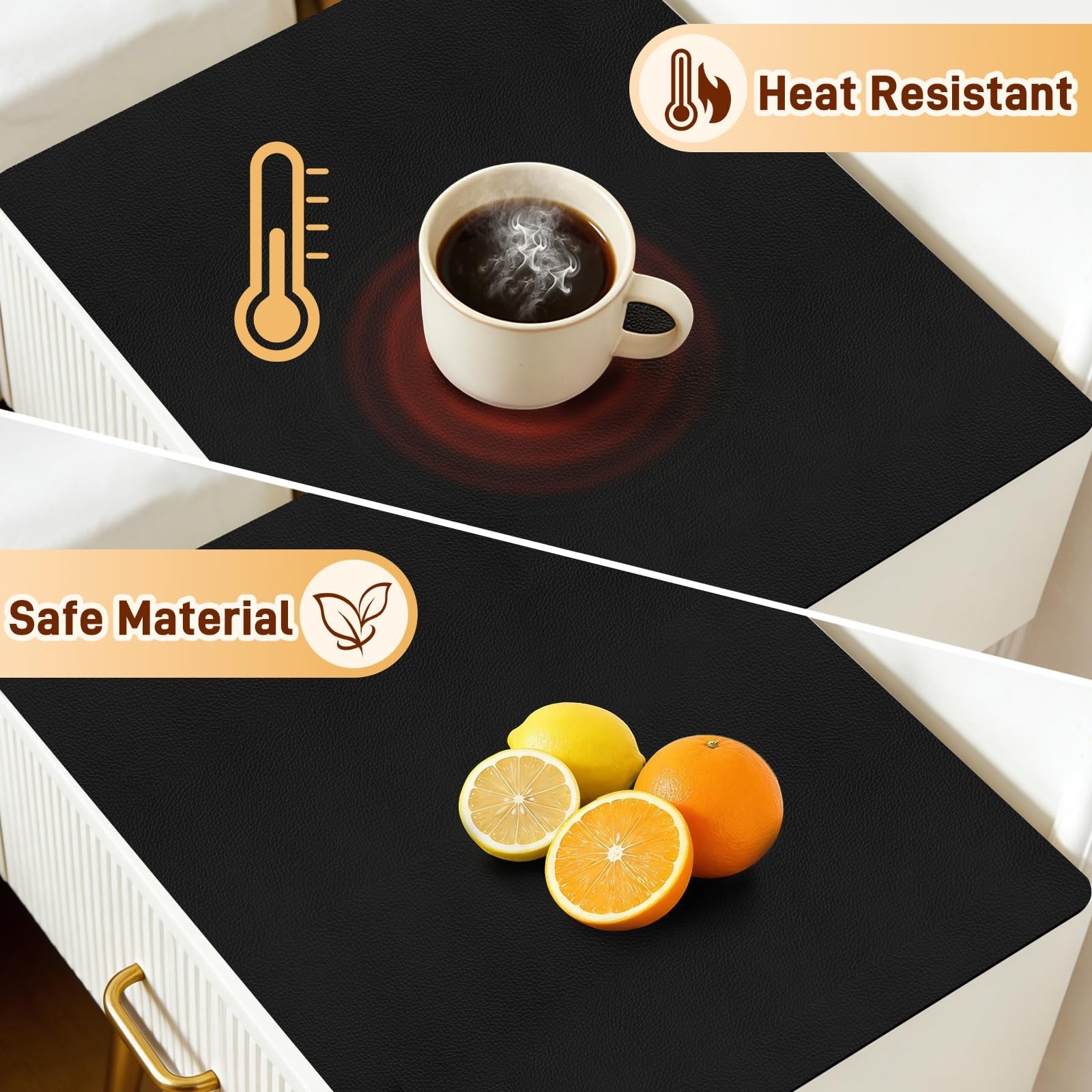 Cuttable PU Leather Nightstand Mat – 13.8×10.8in, Waterproof, Heat Resistant …