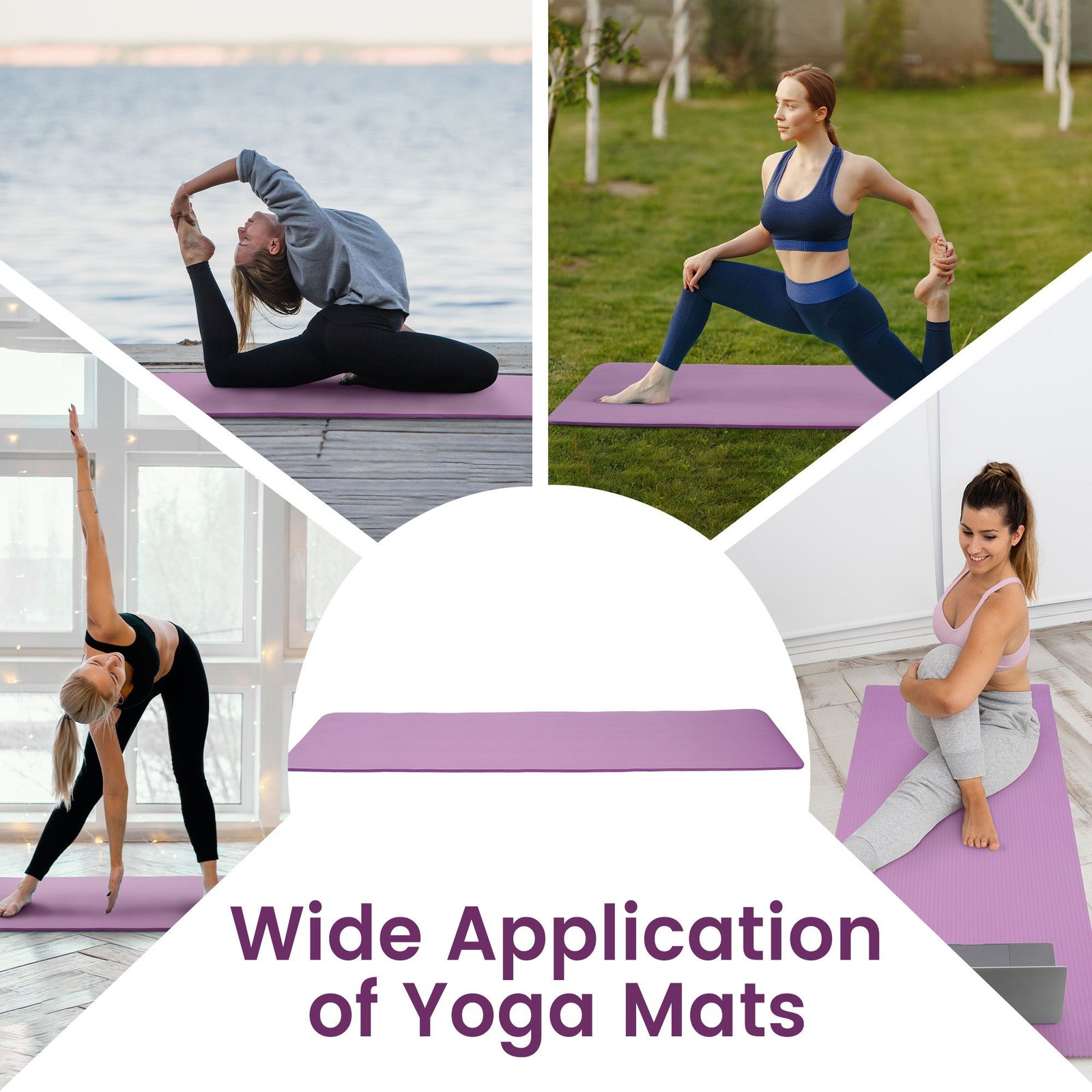 Fitvids 1/2&Prime; Thick High Density Exercise Yoga Mat, Carrying Strap, Purple (Used)