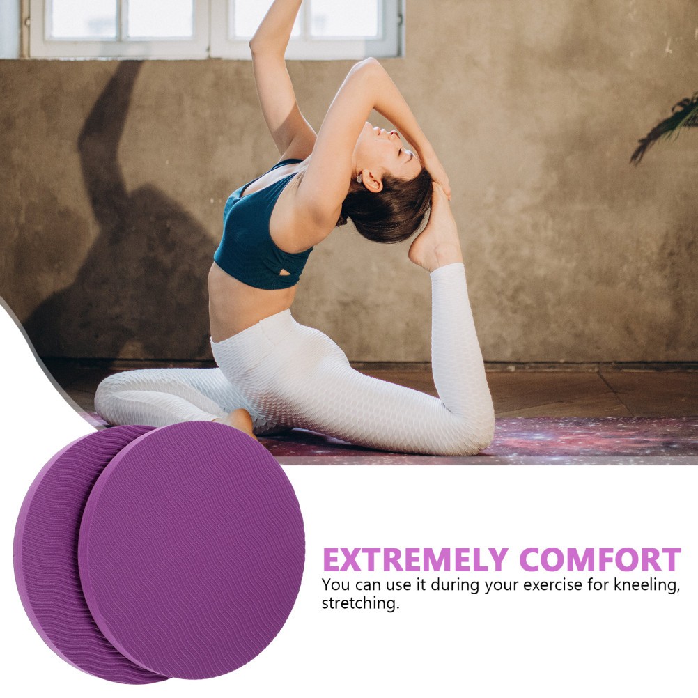 2Pcs Reusable Yoga Kneeling Pads Purple Tpe Rubber Cushion for Home Exercise