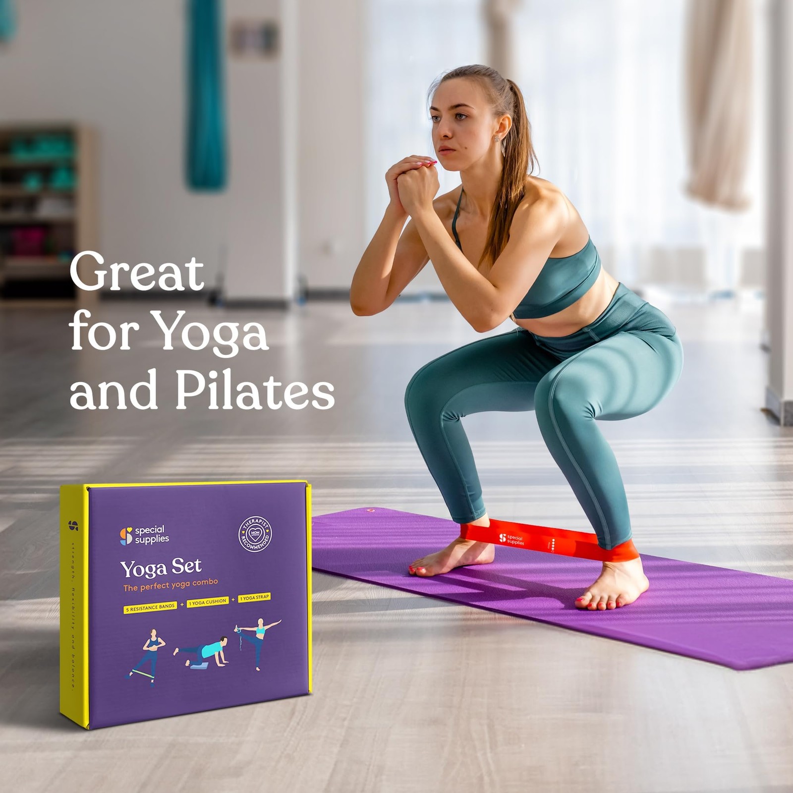 SPECIAL SUPPLIES Balance Board and Yoga Strap Set with Exercise Bands for Str…
