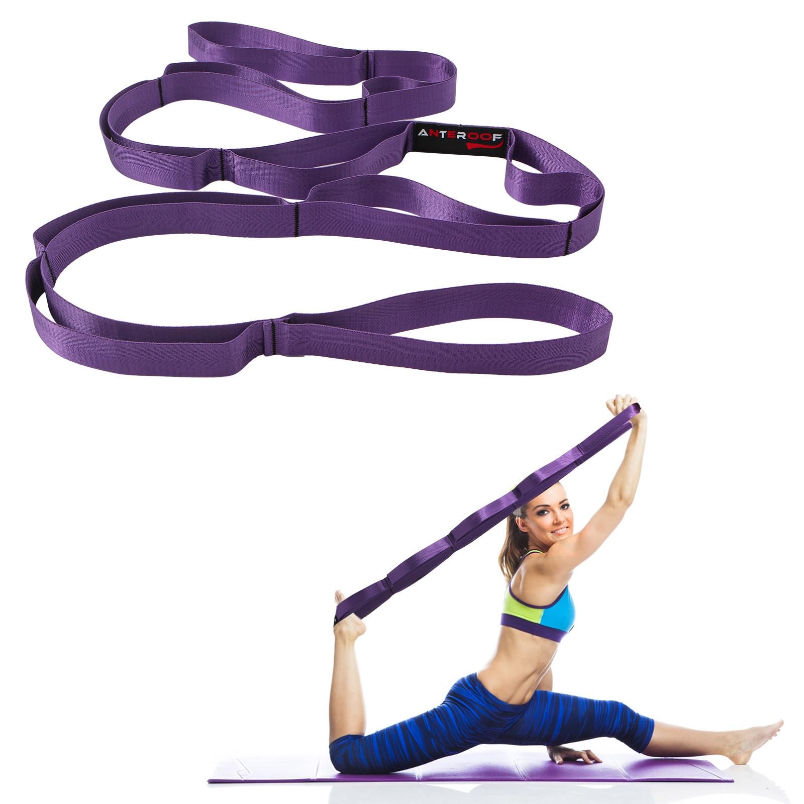 Durable Non-Elastic Stretch Strap for Physical Therapy and Yoga, 10 ‎Purple