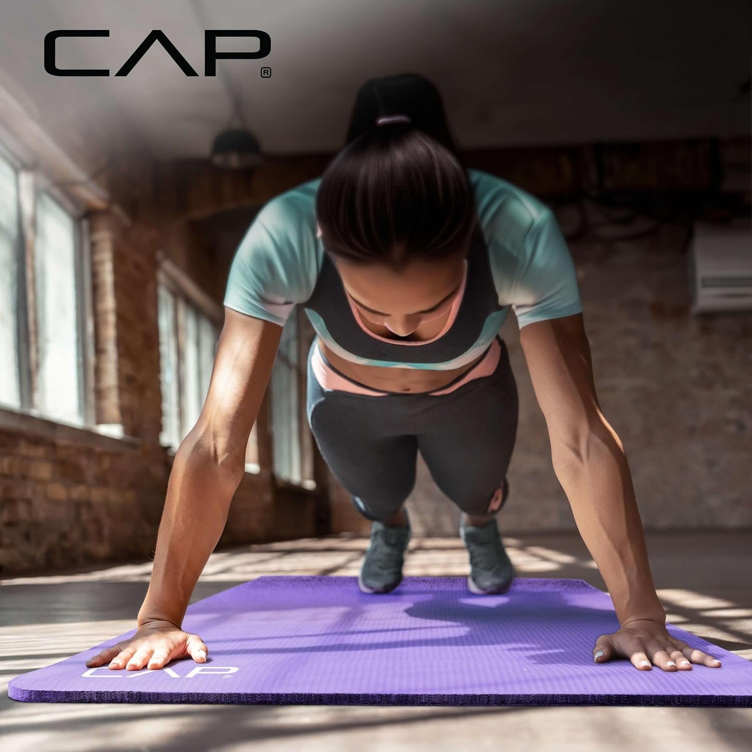 Comfortable & Portable 12mm Yoga Mat – Lightweight, Purple with Carrying Strap
