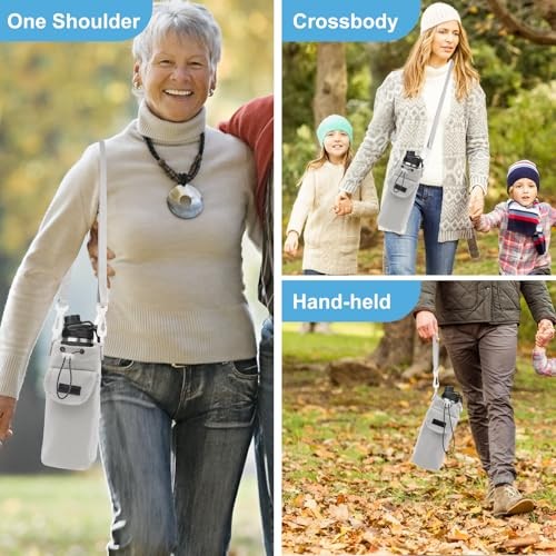 Adjustable Grey Strap Water Bottle Holder with Strap Carrier