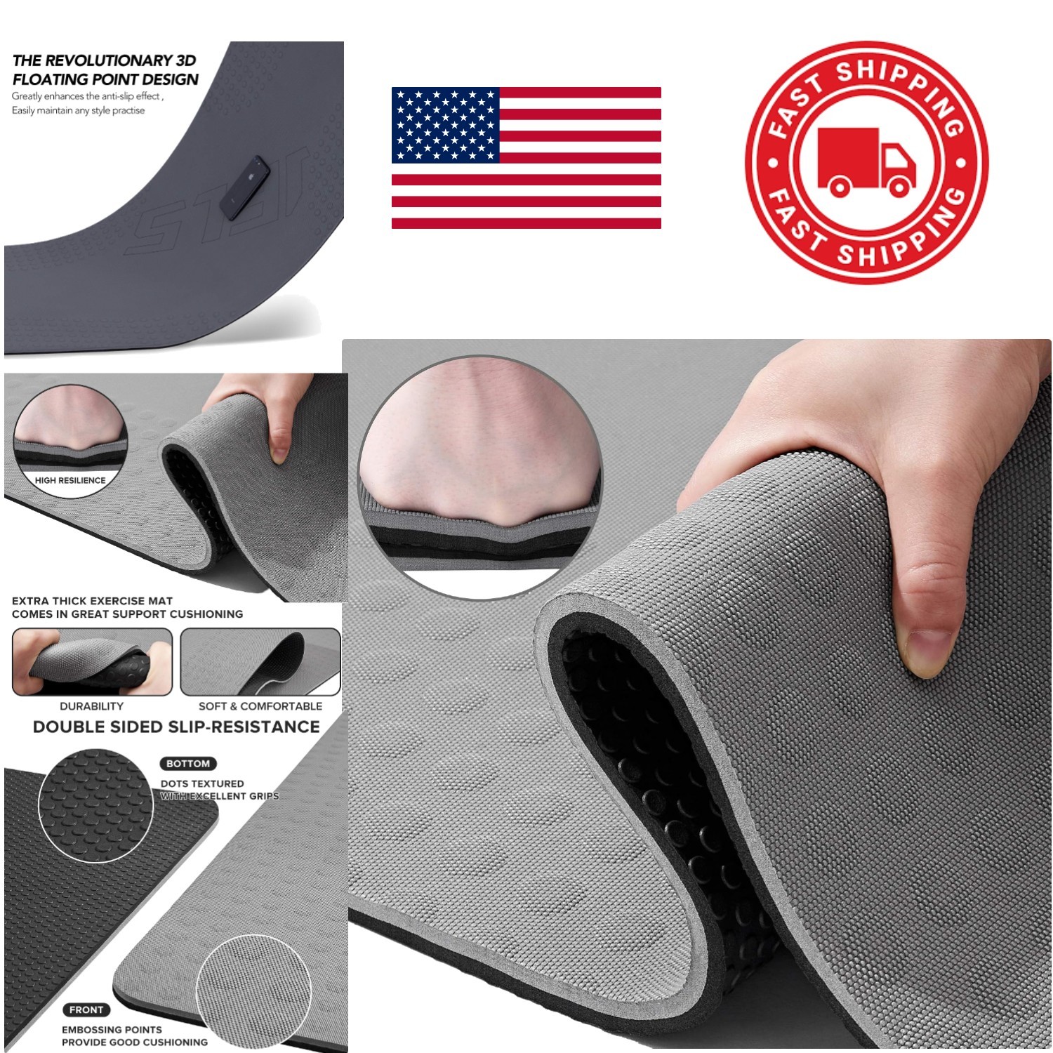 Extra Thick Yoga Mat 2.5 Inches Non Slip Ergonomic Design with Carry Strap