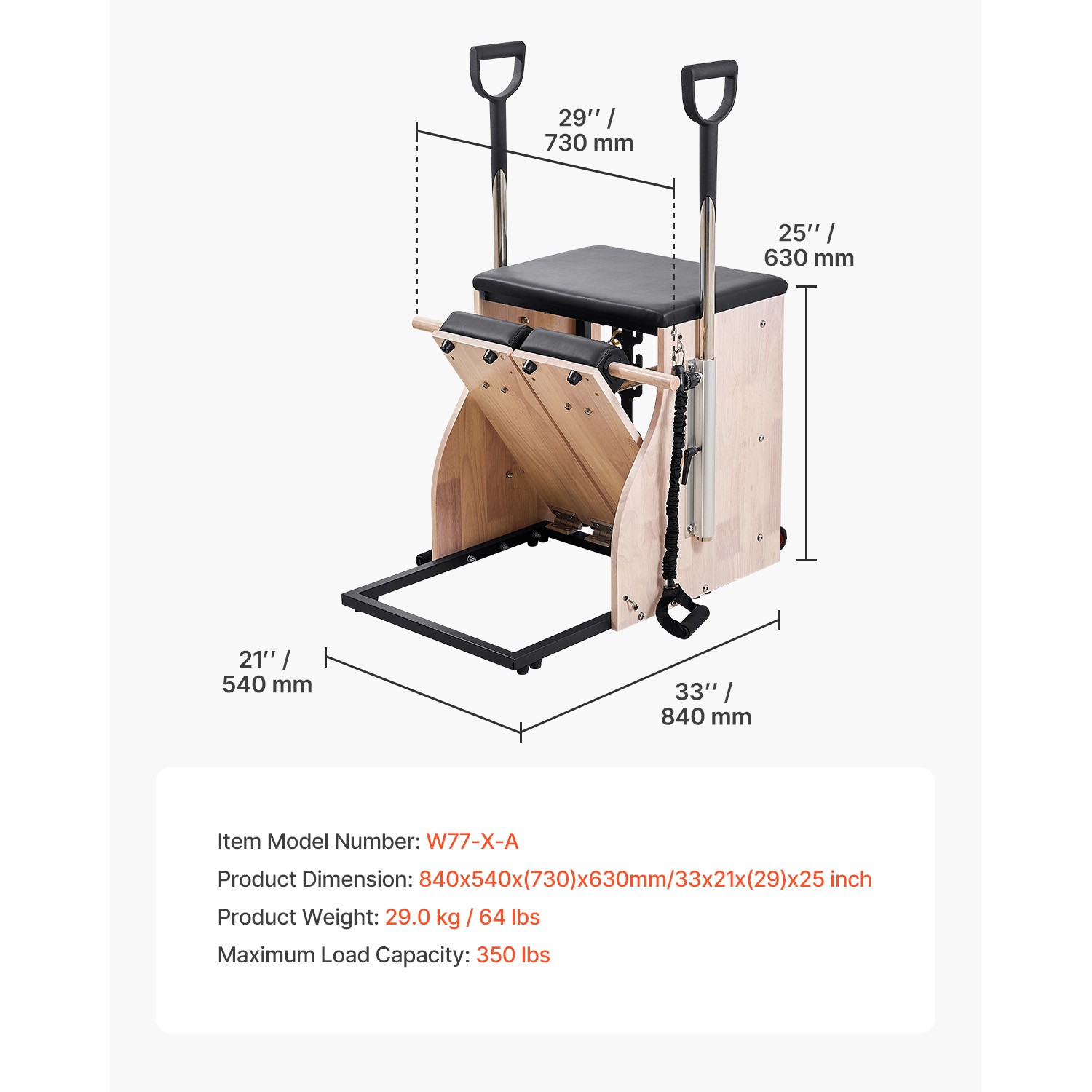 Pilates Chair Split-Pedal Stability Combo Chairs Full-Body Workout with Handles