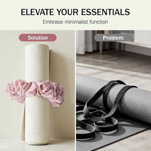 Yoga Mat Scrunchie,Style & Cute Mat Holder,Stretchable Velvet Fabric Fit Pink