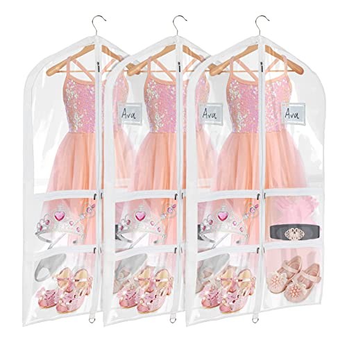 Clear PVC Dance Costume Bags () Garment Bag 40 Inch for 3 Pack 40&Prime;Clear White