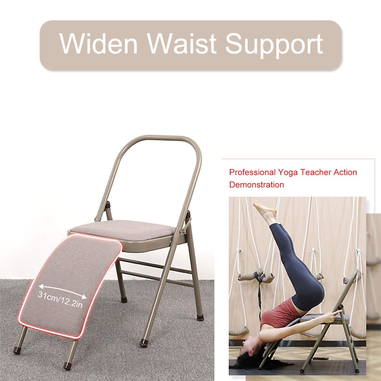 INNOLIFE Yoga Auxiliary Chair with Lumbar Back Support for Iyengar Foldable B…