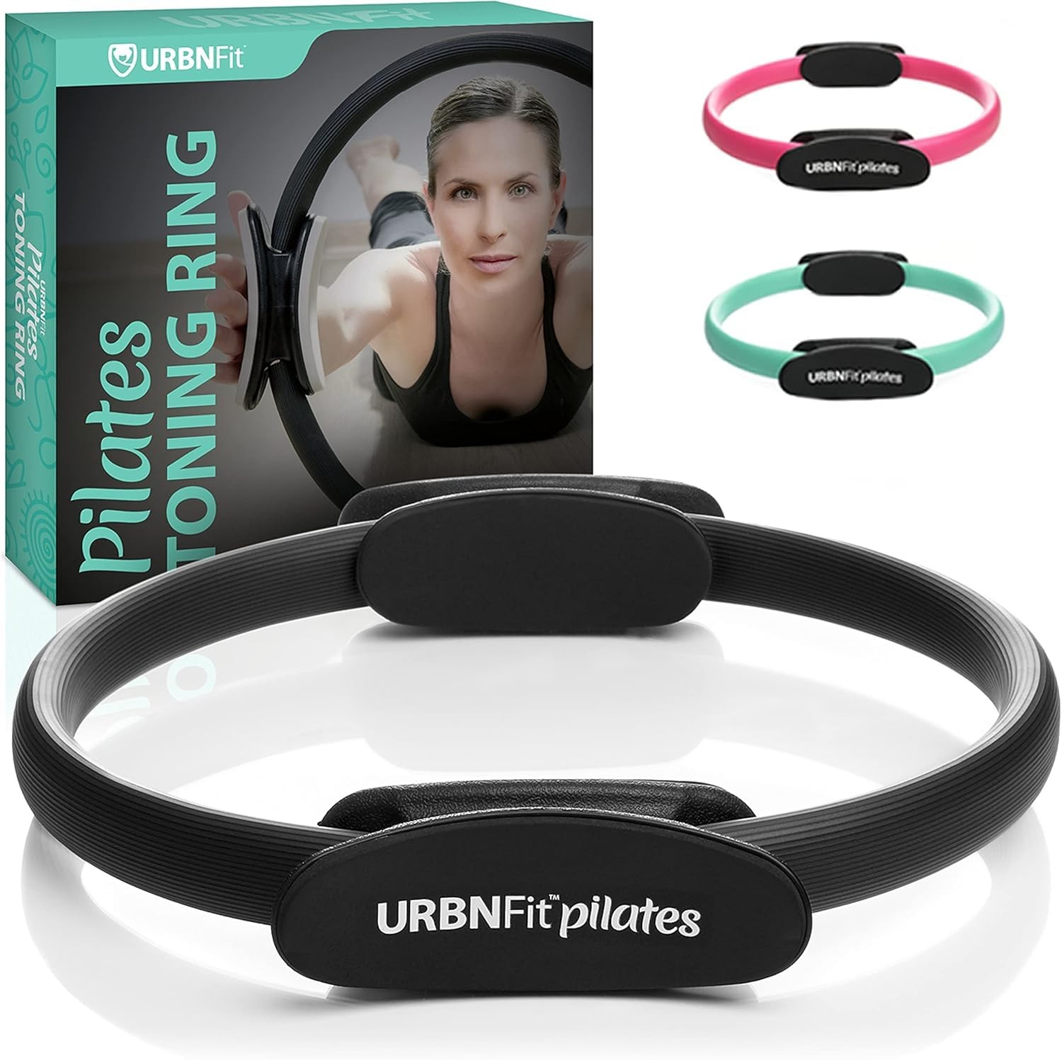 URBNFit Pilates Ring – 12&Prime; Magic Circle w/Dual Grip, Foam Pads 12 Inch, Black