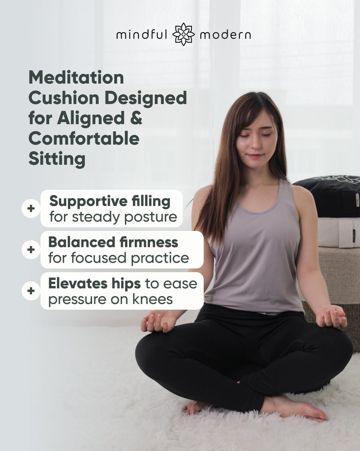 Mindful & Modern Large Meditation Cushion for Zafu Yoga – Meditation Pillow f…