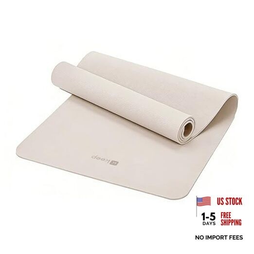 72&Prime; x 24&Prime; TPE Yoga Mat Non-Slip, 1/4&Prime; (6mm) Exercise Mat for Oat White