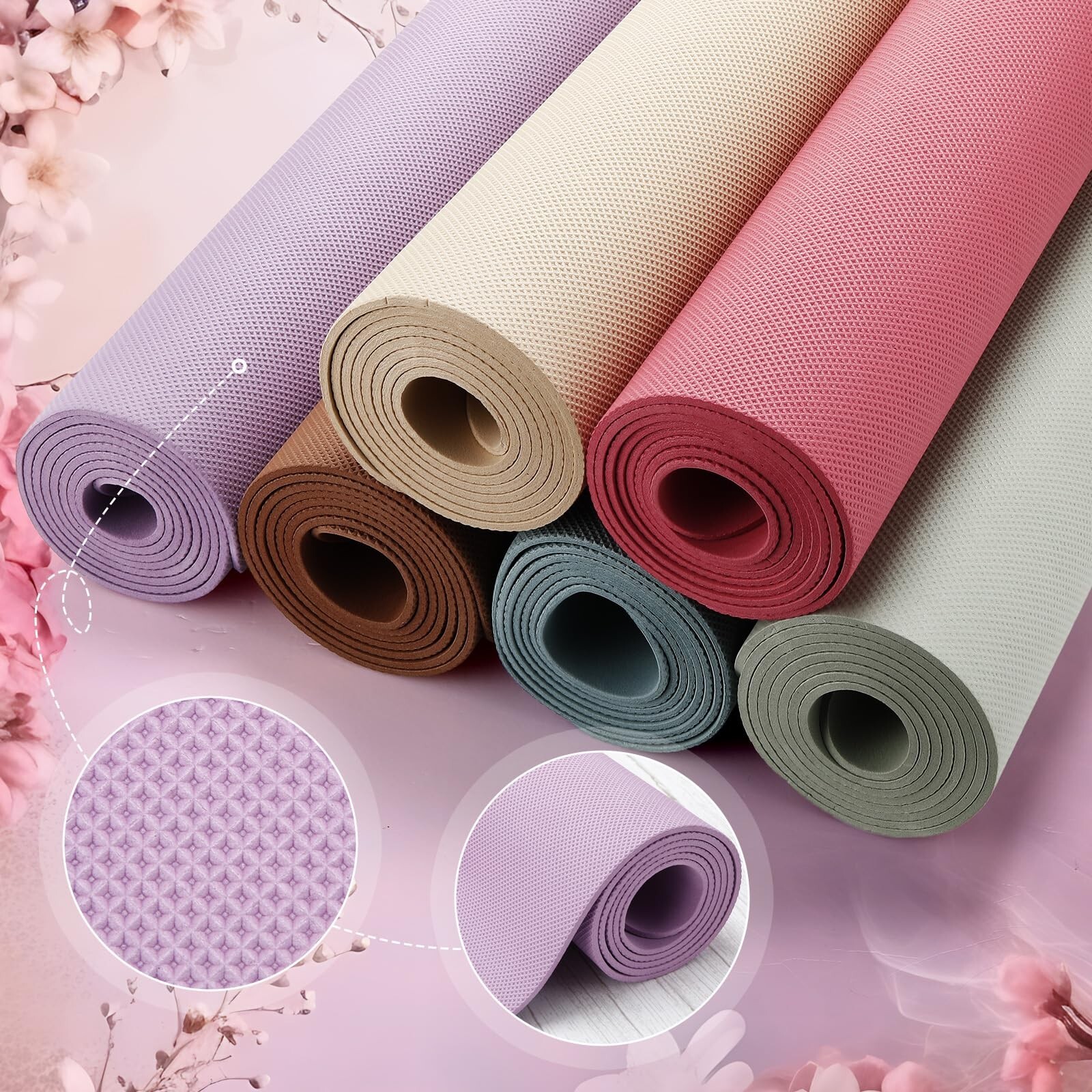 Timgle 12 Pack 68&Prime; x 24&Prime; Yoga Mat Bulk, 4mm Thick Extra Long Assorted Colors …