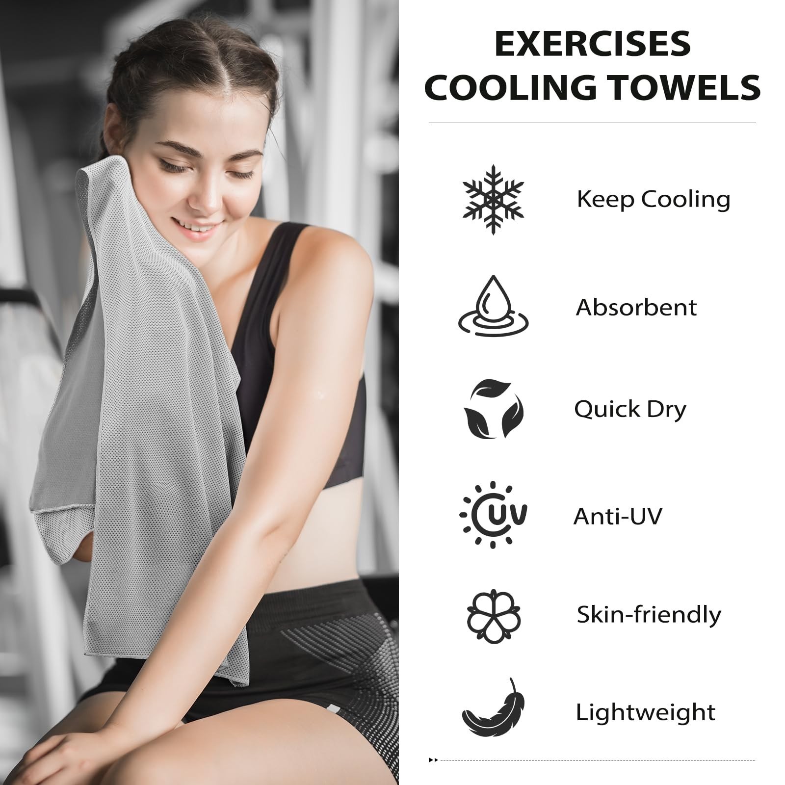 Cooling Towels – 5 Pack Gym Towels, Gym Towels for Working Out, Yoga Towel, Q…