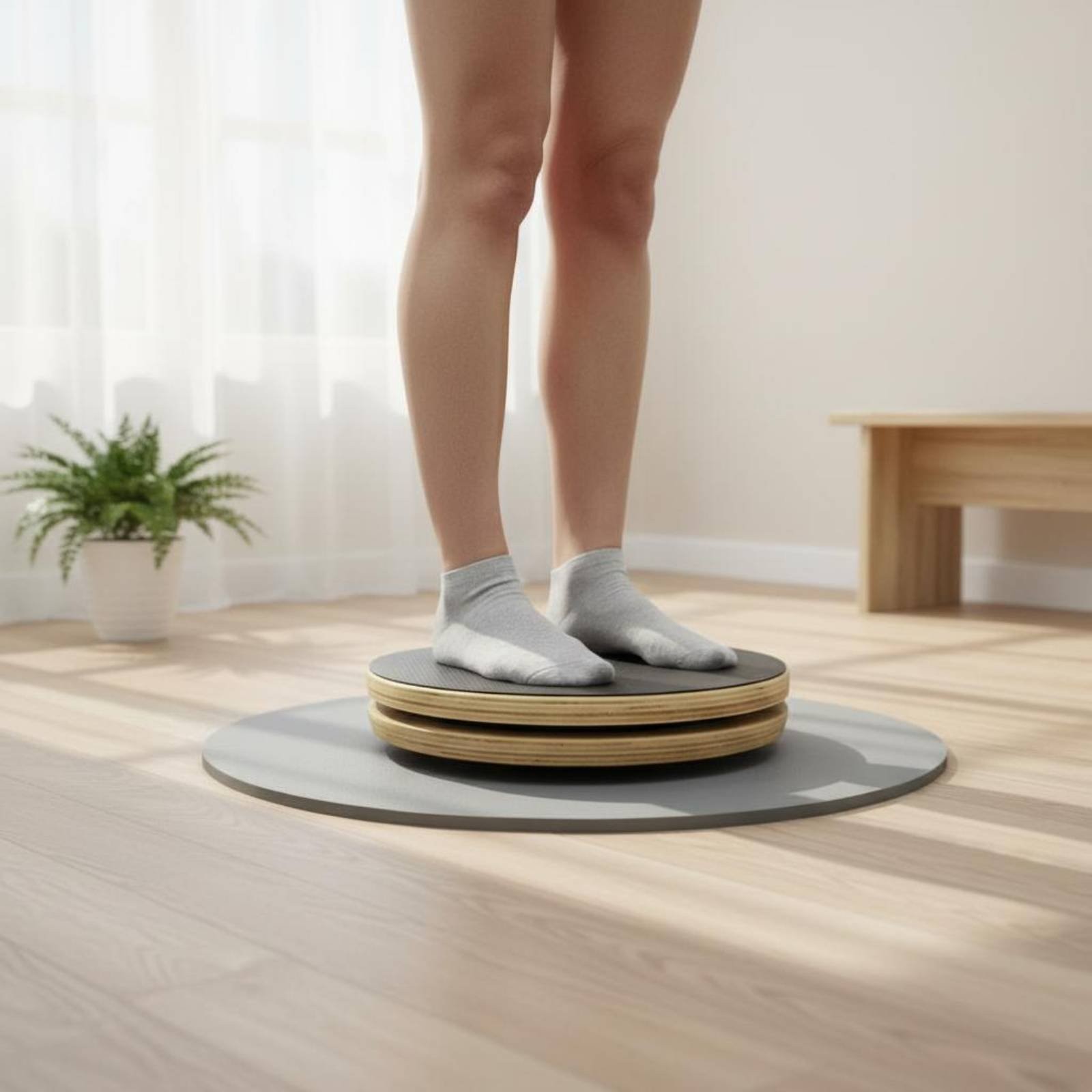 2 Pieces Wooden Pilates Disc Sturdy Wood Pilates Rotation Board Stretching