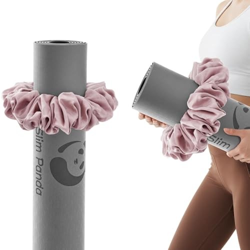 Yoga Mat Scrunchie,Style & Cute Mat Holder,Stretchable Velvet Fabric Fit Pink