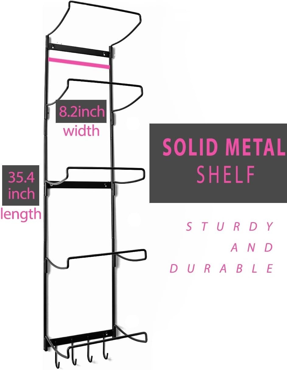 Yoga Mat Storage Rack with 3 Hooks for Accessories