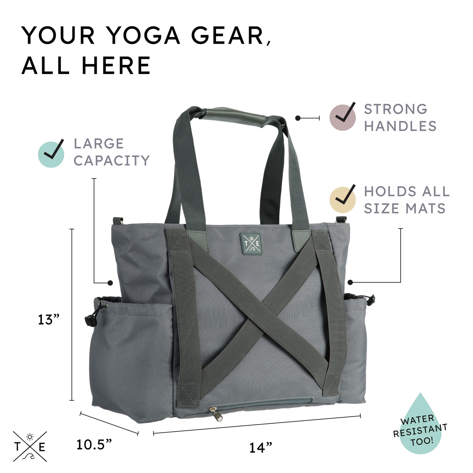 Yoga Mat Bag with Convertible Backpack Straps, Multiple Pockets, and Secure Z…