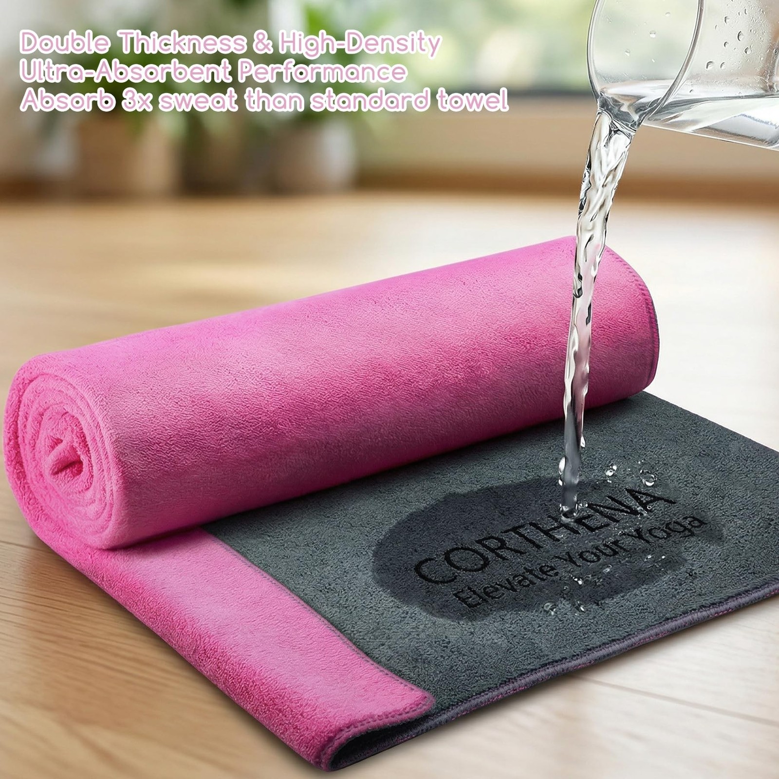 Yoga Mat Towel, Extra Thick (600GSM) Soft Hot Yoga Towel, Non-Slip and Sweat …