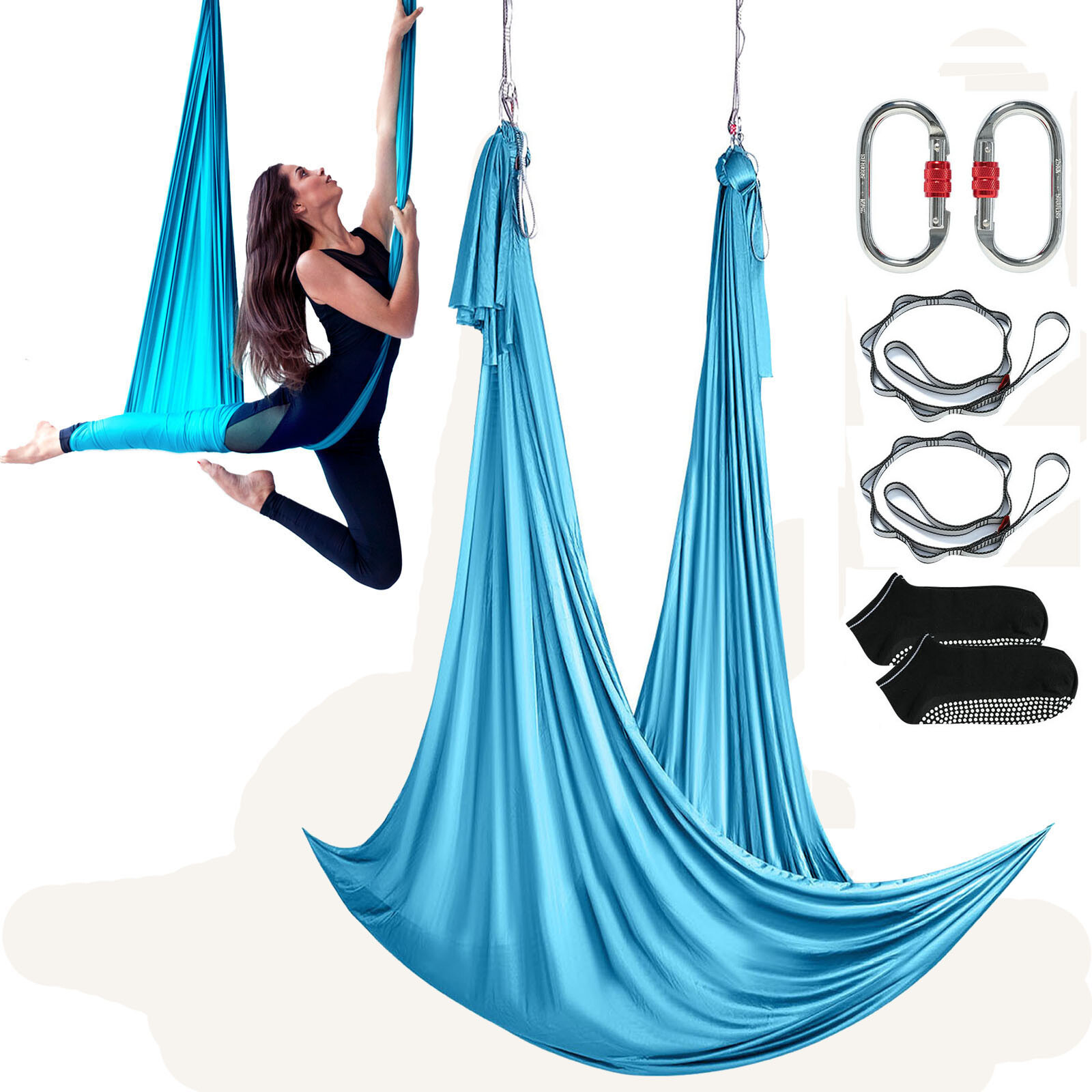 VEVOR Yoga Swing Aerial Hammock 5.5 Yards Nylon Hanging Sling Inversion Blue