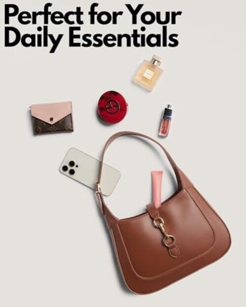 Shoulder Bag for Women – Small Shoulder Purses – Top Handle Structured Brown