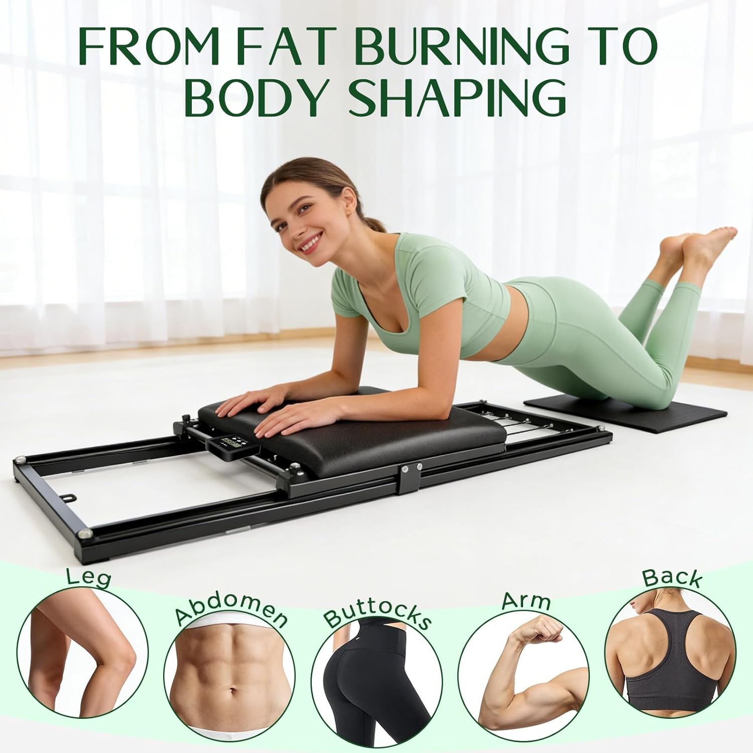 Pilates Board, Foldable Pilates Reformer Set, Multi-Purpose Iron Extended