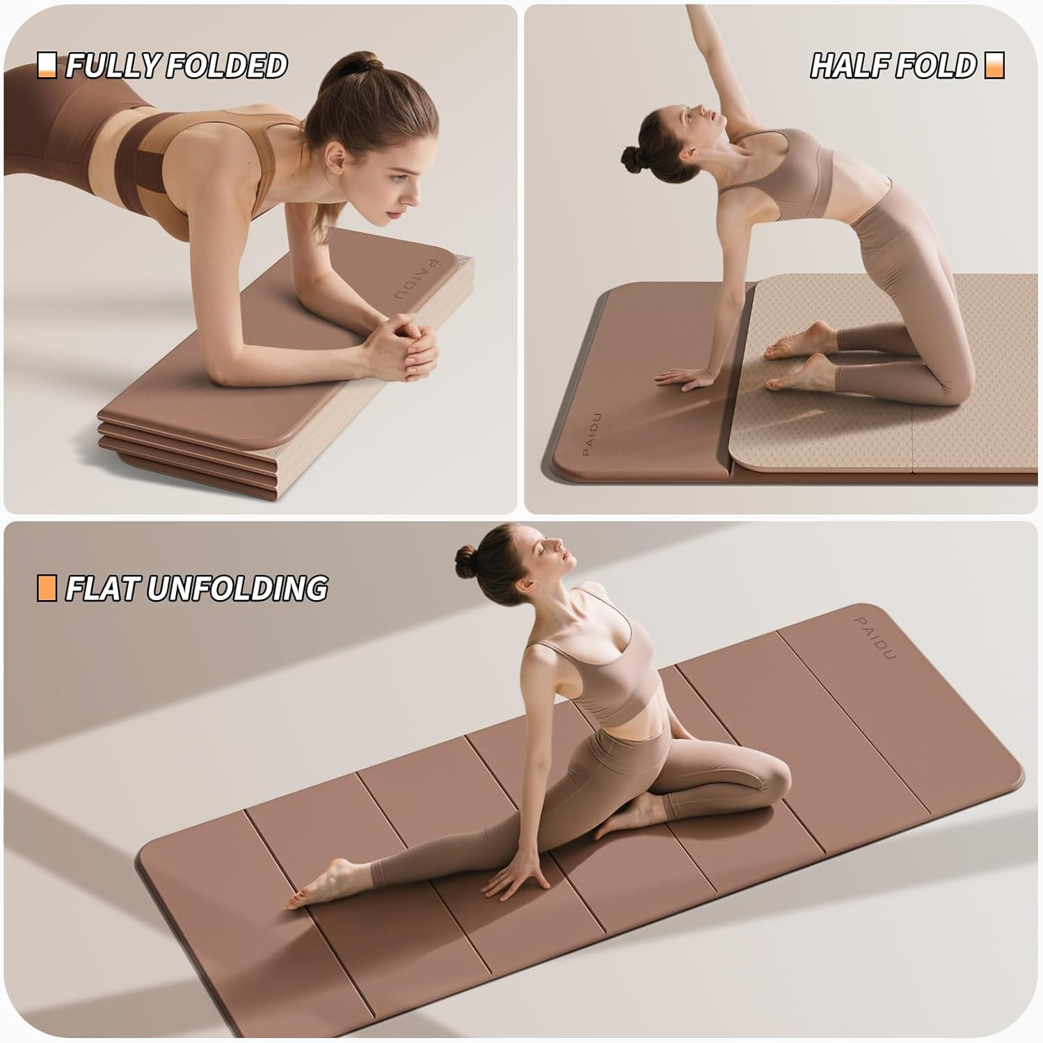 Extra Thick Foldable Yoga Mat | Non-Slip TPE | 75×26&Prime; | Portable & Easy Storage