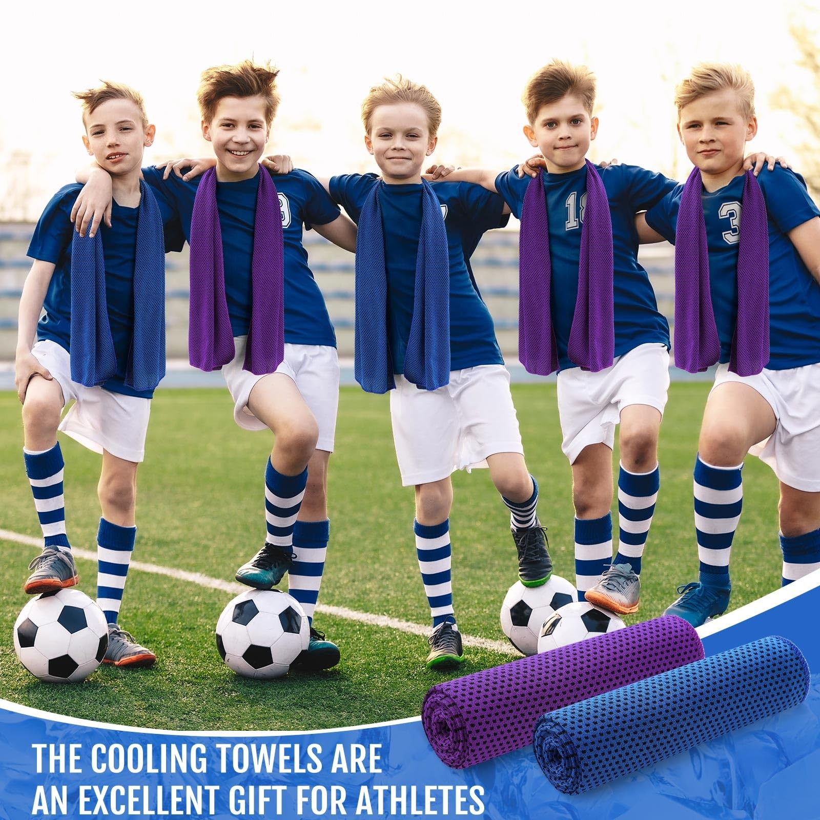 Hosuly 30 Pack Cooling Towels, 40&Prime;x12&Prime; Ice 40 x 12 inches, Dark Blue, Purple