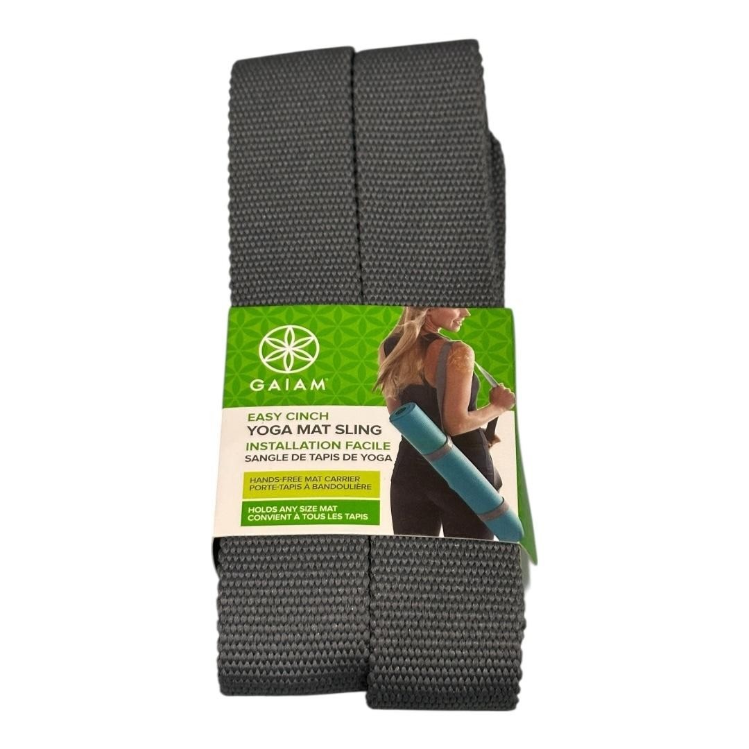 Gaiam Easy Cinch Yoga Mat Sling Gray Hands Free Adjustable Mat Carrier Strap