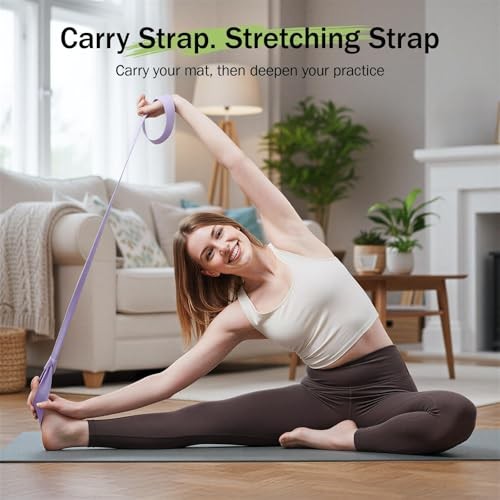 Yoga Mat Straps for Carrying, Adjustable Yoga Mat 72 inches Milky White