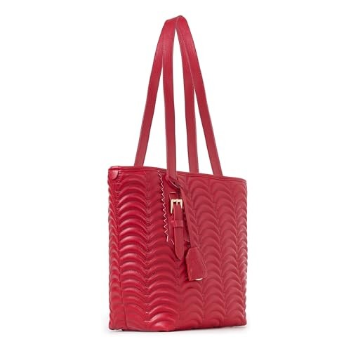 TOTE N°1 Large Structured Tote – Vegan Leather Shoulder Bag for Laptop and Red