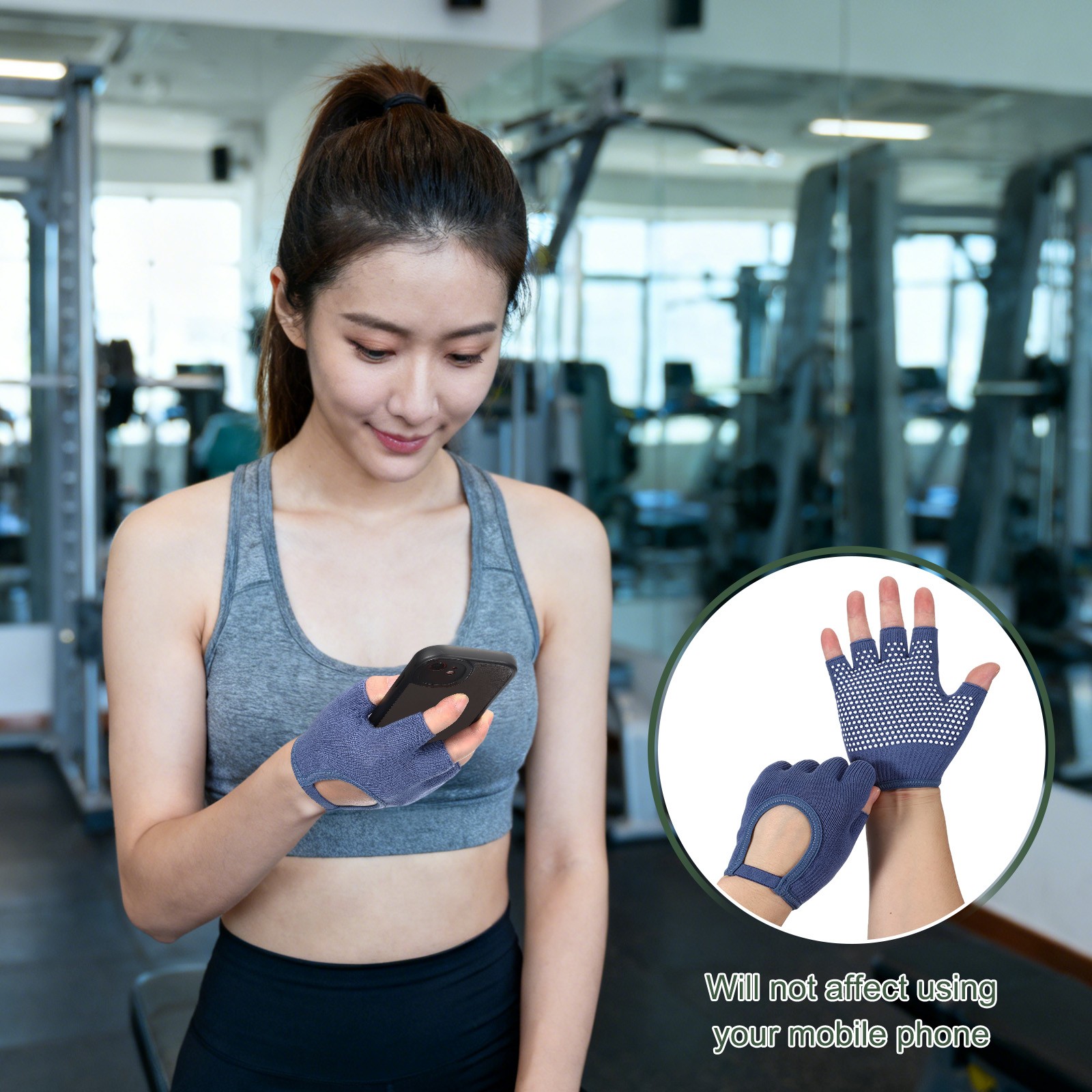 3Pairs Yoga Gloves, Non Slip Fingerless Pilates Gloves, Black Grey/Purple/Pink