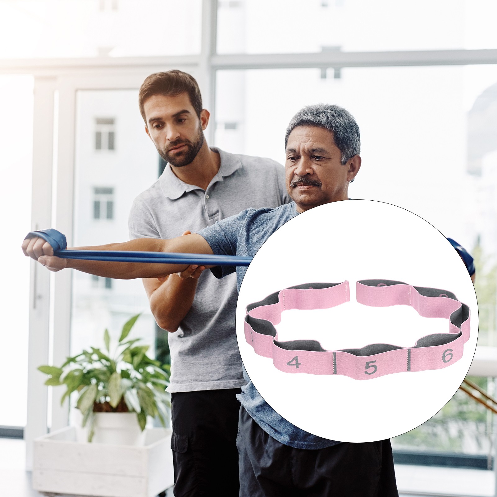 43.3 Inch 1 Pcs Exercise Bands Yoga Stretching Strap Latin Elastic Light Pink