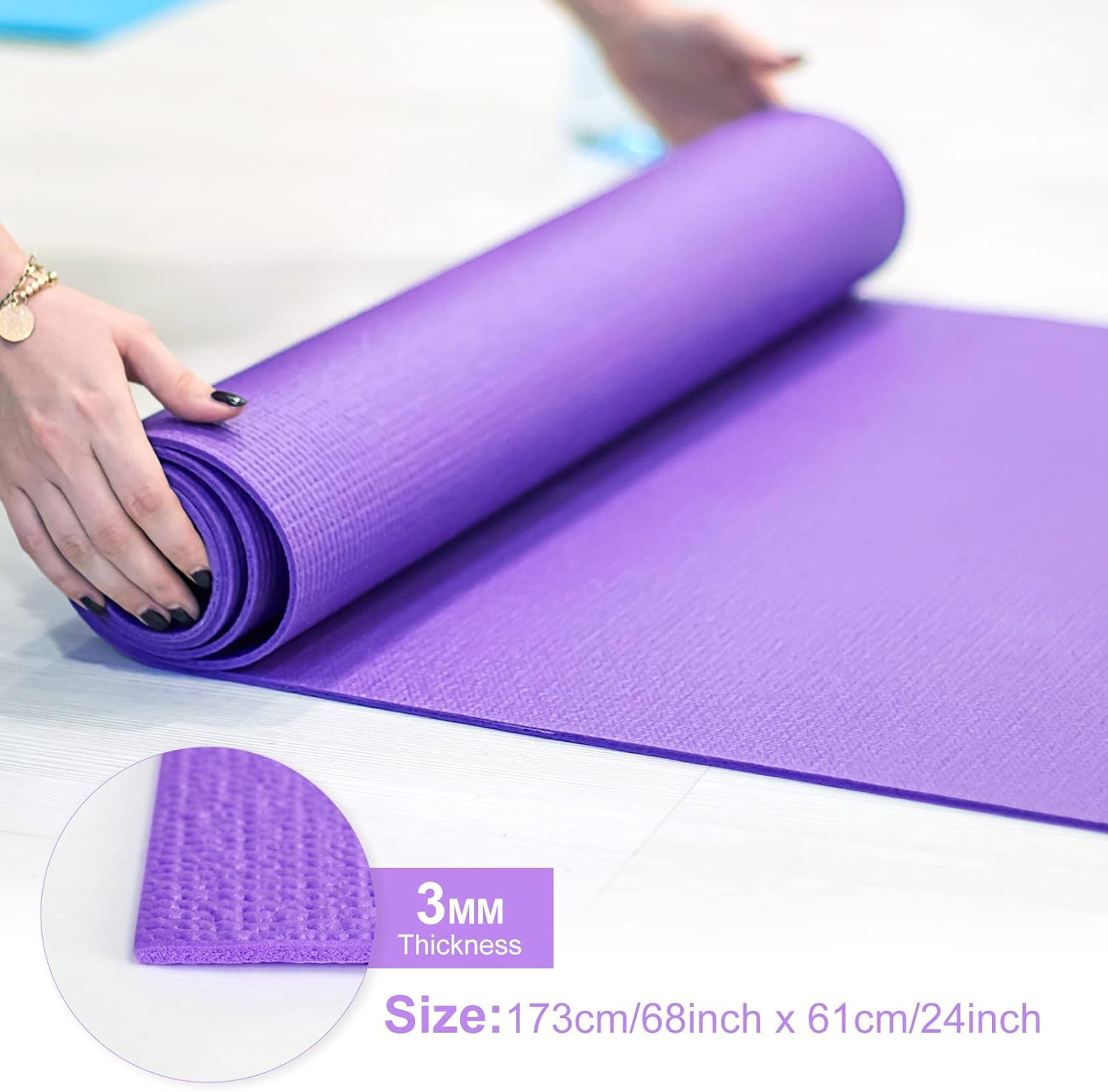 16 Pack Yoga Mats 3mm Non-Slip PVC Exercise Workout Mat for Home Gym and Pilates