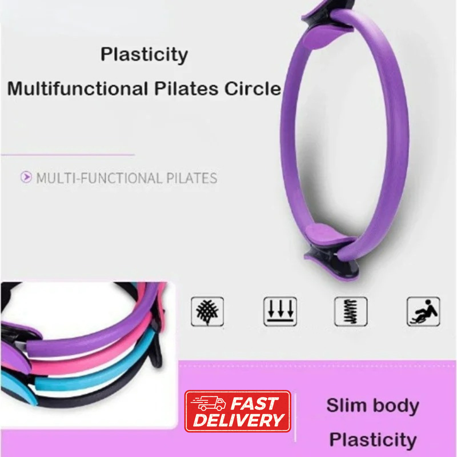 Dual Grip Pilates Ring Magic Circle Yoga Fitness Resistance Body Toning Exercise
