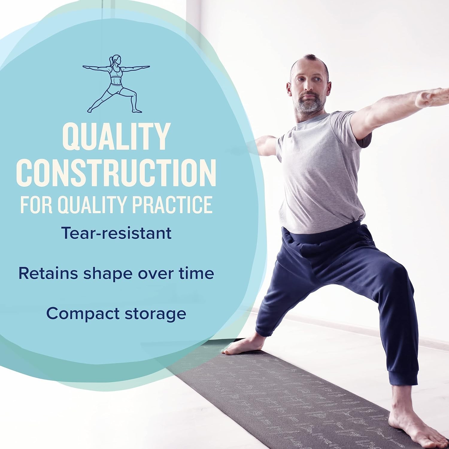 Large 5mm Thick Yoga Mat for Men and Women – Printed Poses for Workouts
