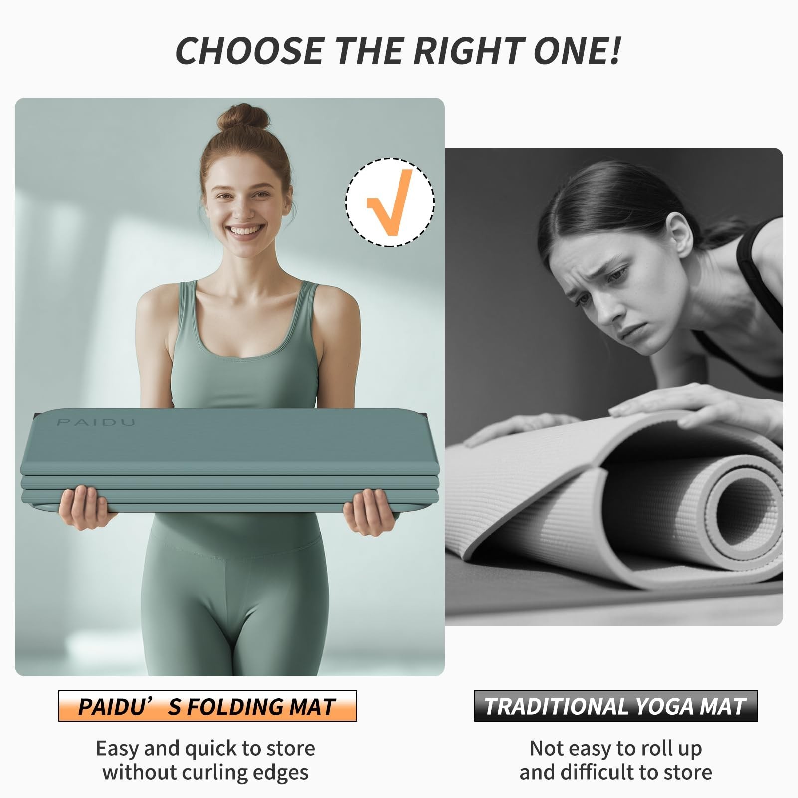PAIDU Foldable Fitness Yoga Mat | 2/5&Prime; (10MM) Extra Thick | SGS Certified Non…