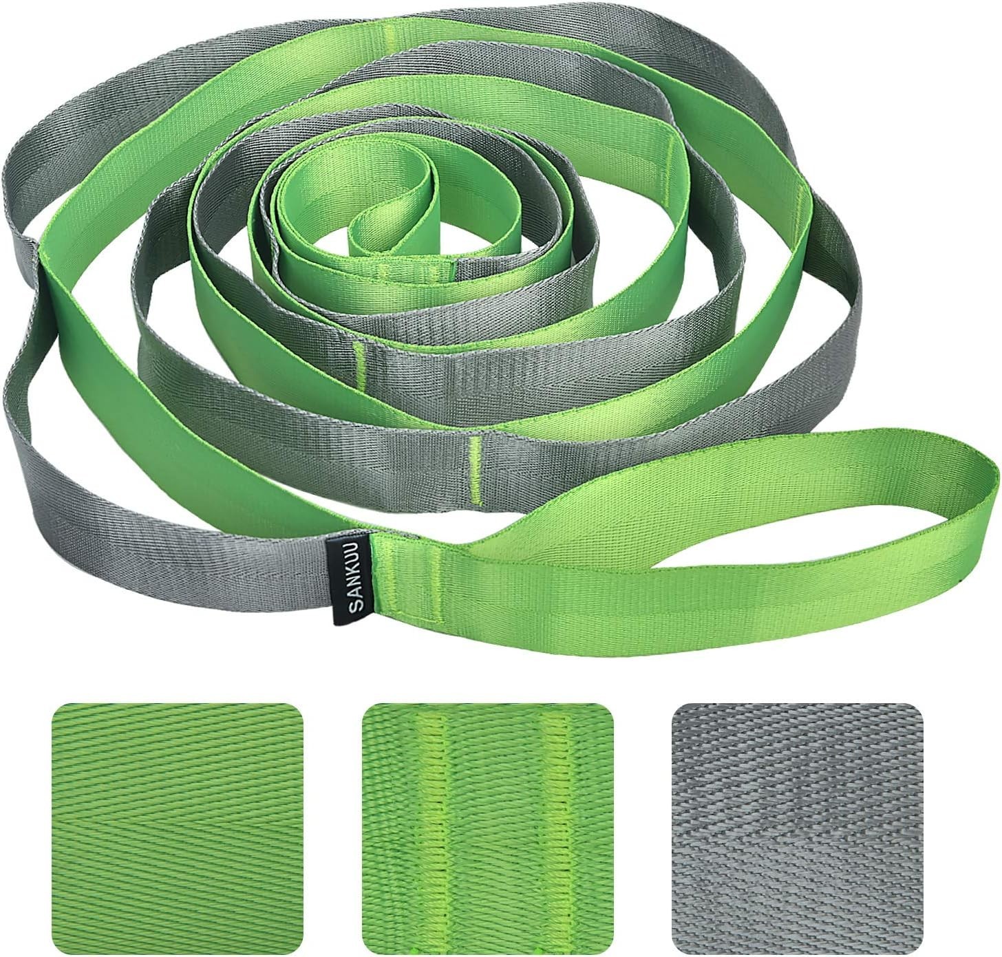 Nylon Yoga Strap with Workout Poster – 96 » Stretching Aid for Therapy & Fitness