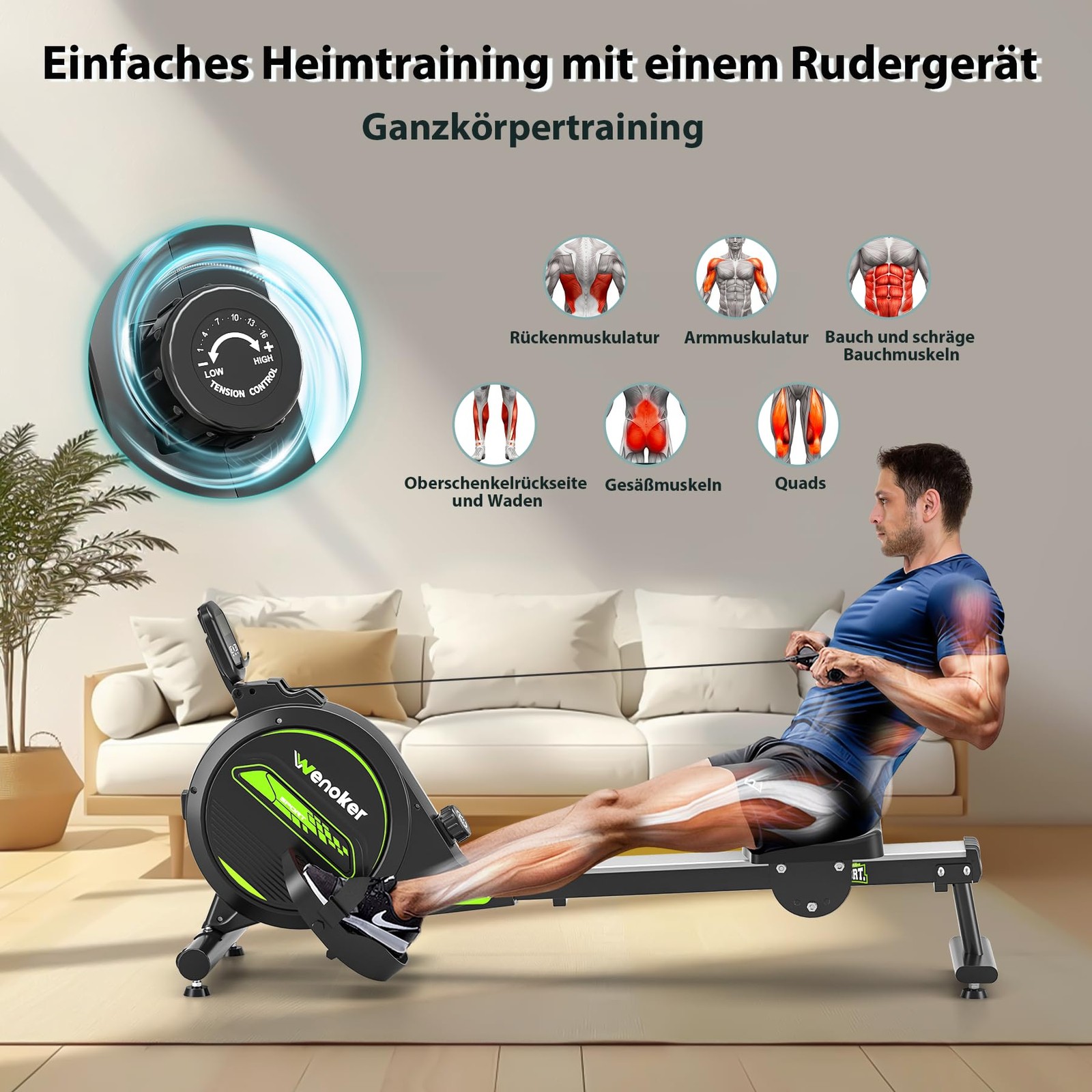 2025 Updated Magnetic Rowing Machine, Foldable, for Home, 160kg Carry…